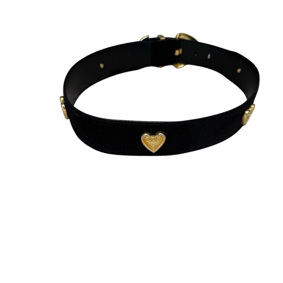 Vintage Escada Suede Leather Heart Black and Gold Women\'s Belt